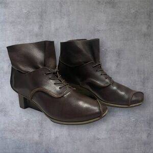 Trippen Medieval Swivel Brown Leather Lace Up Ankle Boots Womens 39 Germany